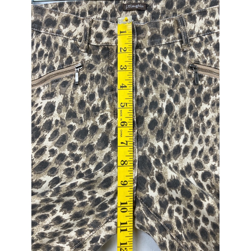J.McLaughlin Leopard Print Slim Pants Womens 6 Brown Animal Print Ankle Zip - Picture 4 of 12